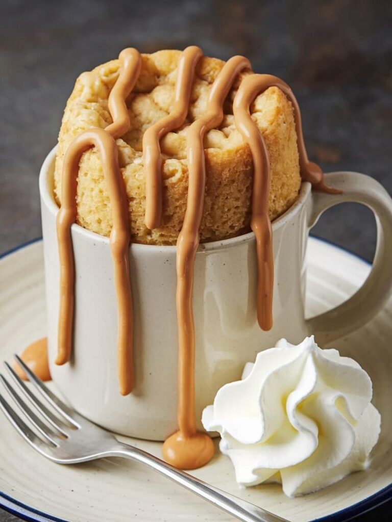 Caramel Drizzle Mug Cake