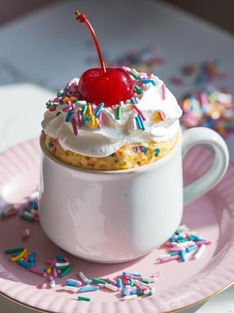 Cherry-Topped Funfetti Mug Cake