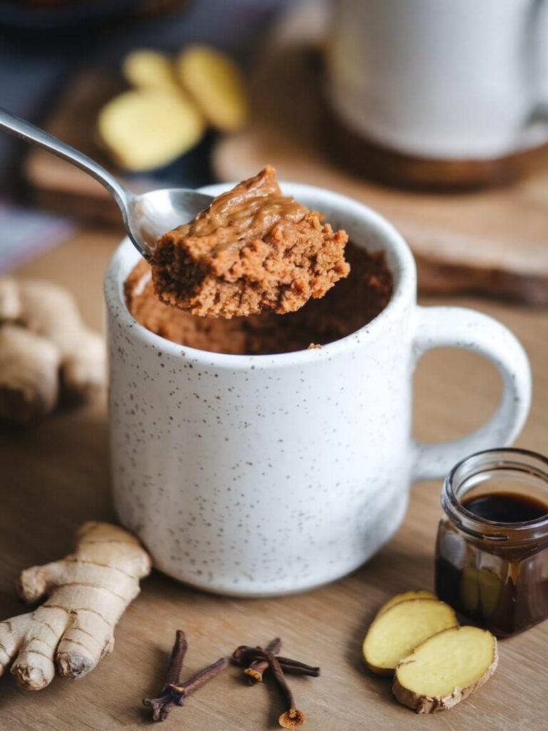 Classic Gingerbread Mug Cake with Caramel