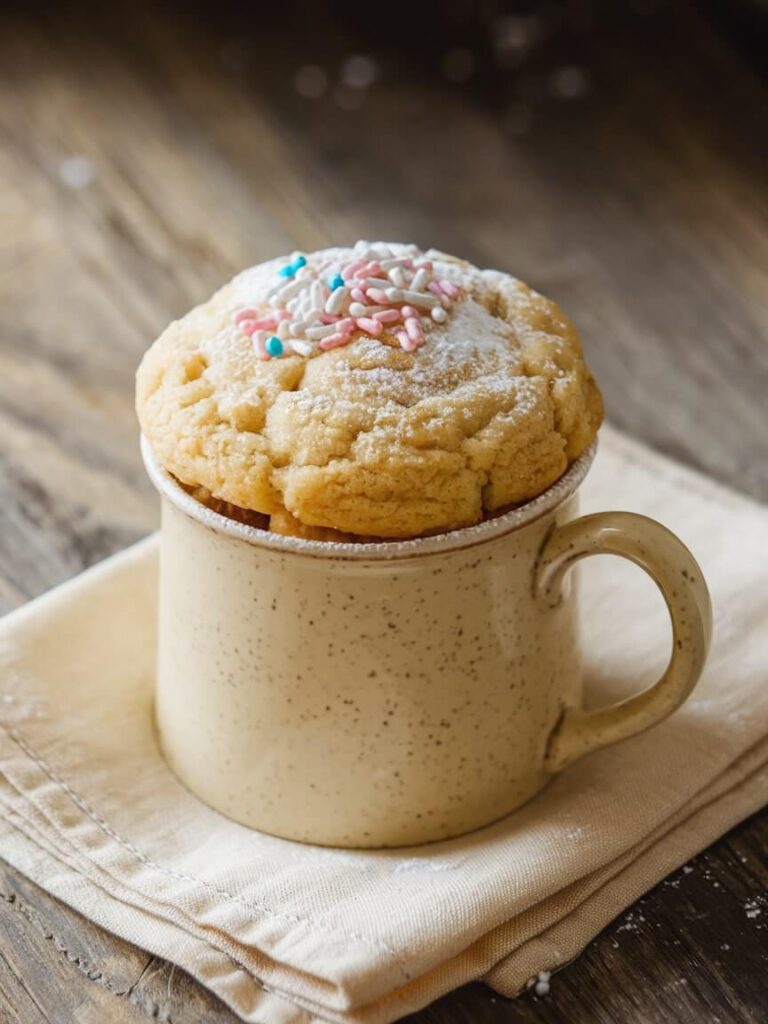 Classic Sprinkle-Topped Sugar Cookie Mug Cake