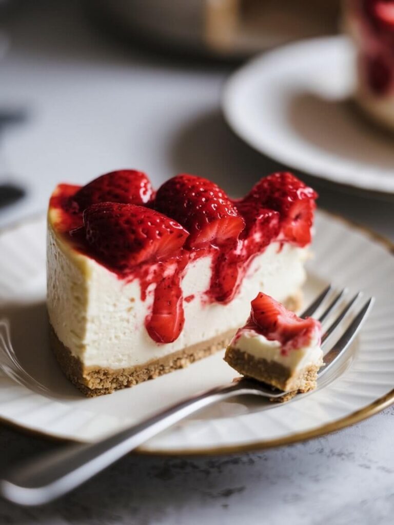 Close-Up Strawberry Drizzle Slice