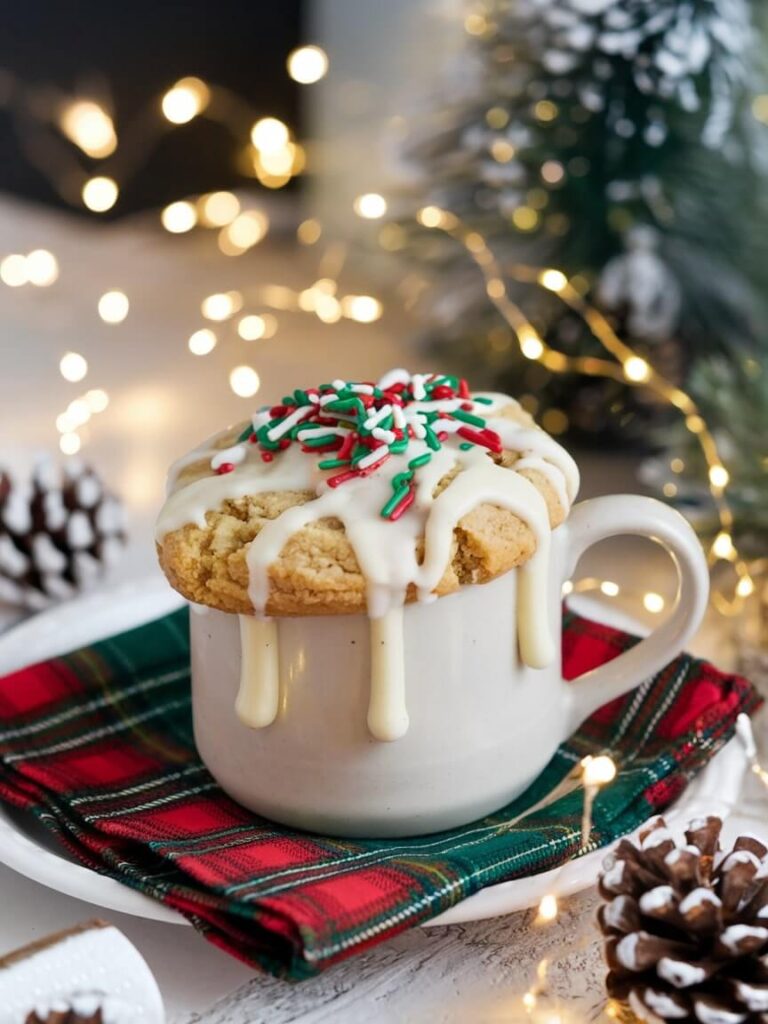 Festive Holiday Sugar Cookie Mug Cake