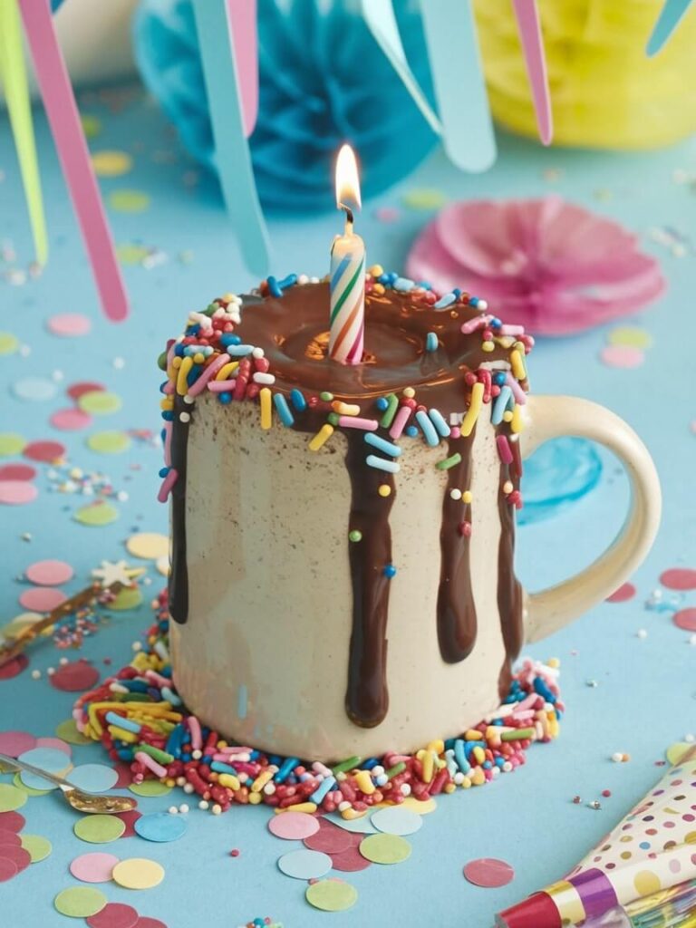 Festive Sprinkle Mug Cake with Candle