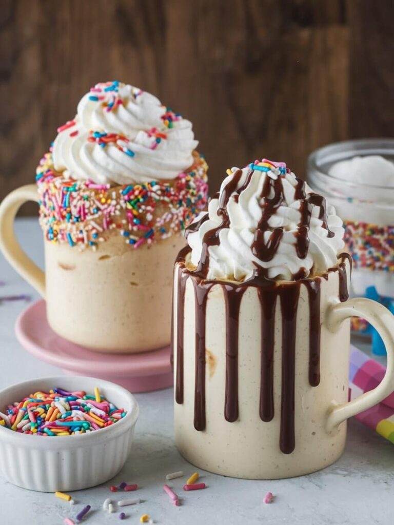 Festive Sprinkle Vanilla Mug Cakes