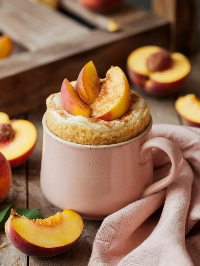 Golden Peach Cobbler Mug Cake