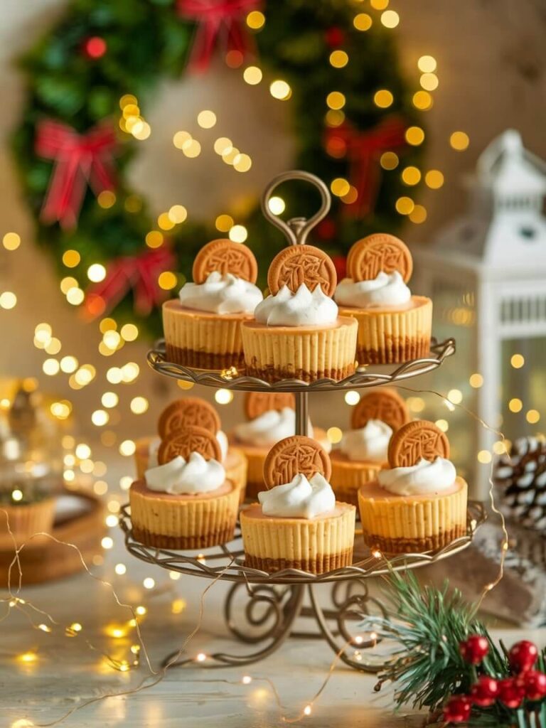 Holiday Mini Biscoff Cheesecake Tower