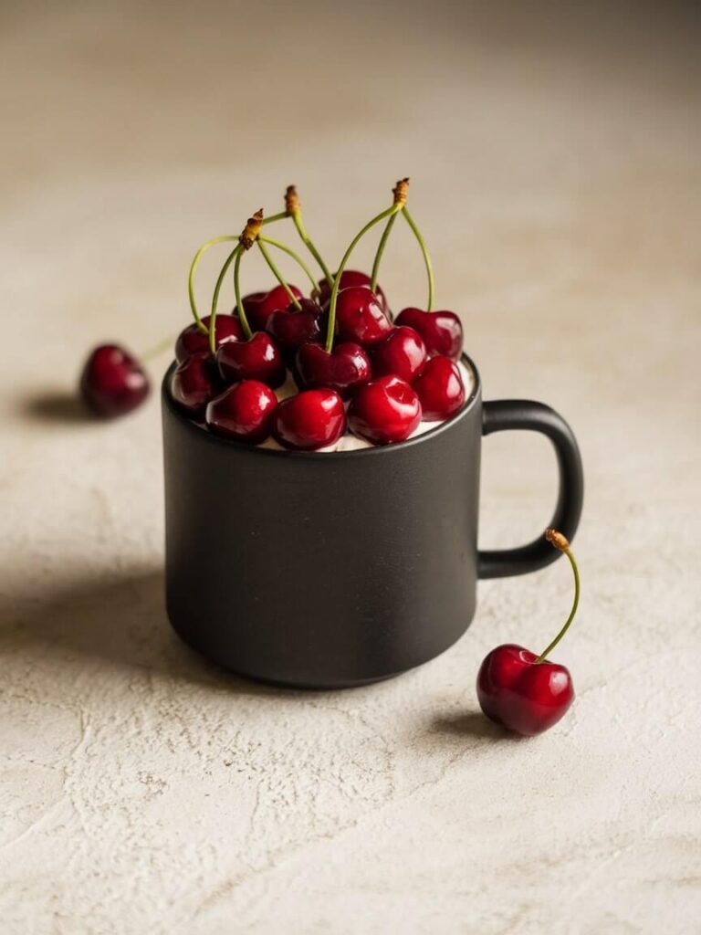 Minimalist Cherry Mug Cake