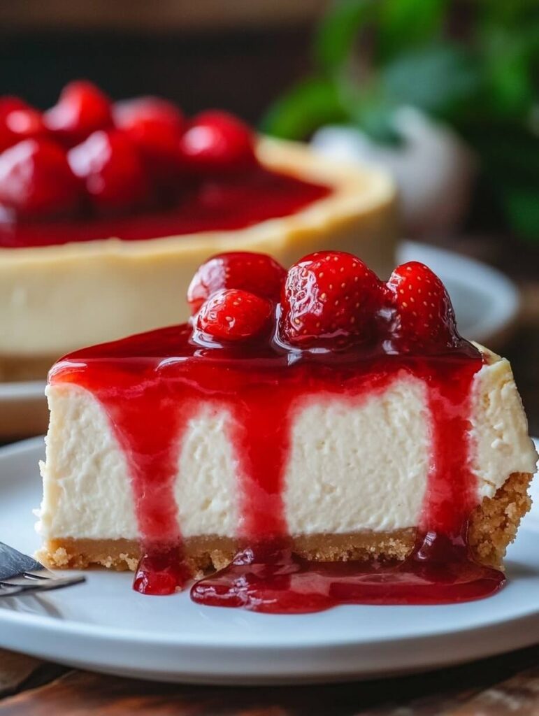 Perfect Strawberry Cheesecake Slice