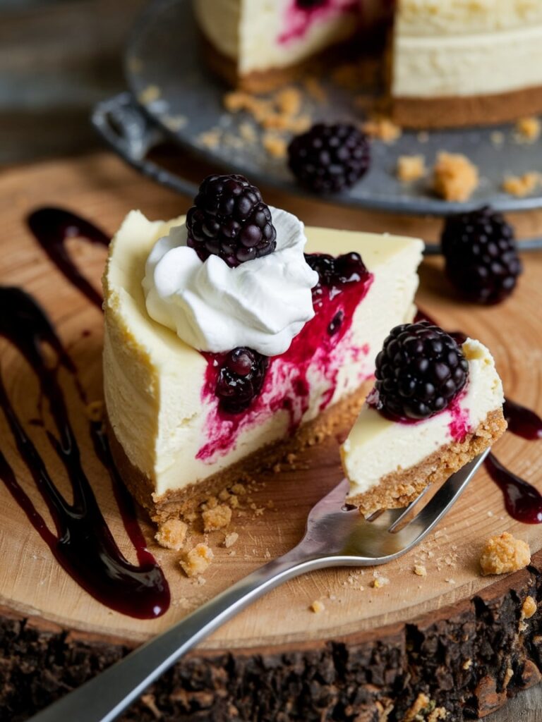 Rustic Blackberry Cheesecake Slice