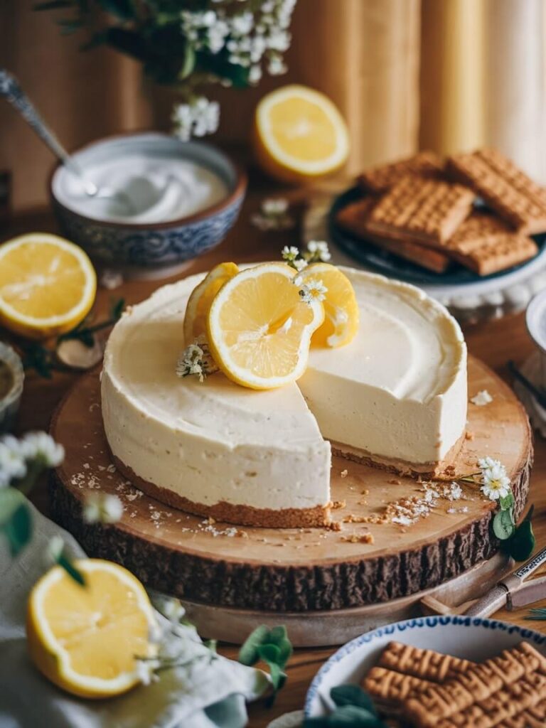 Rustic Lemon Blossom Cheesecake