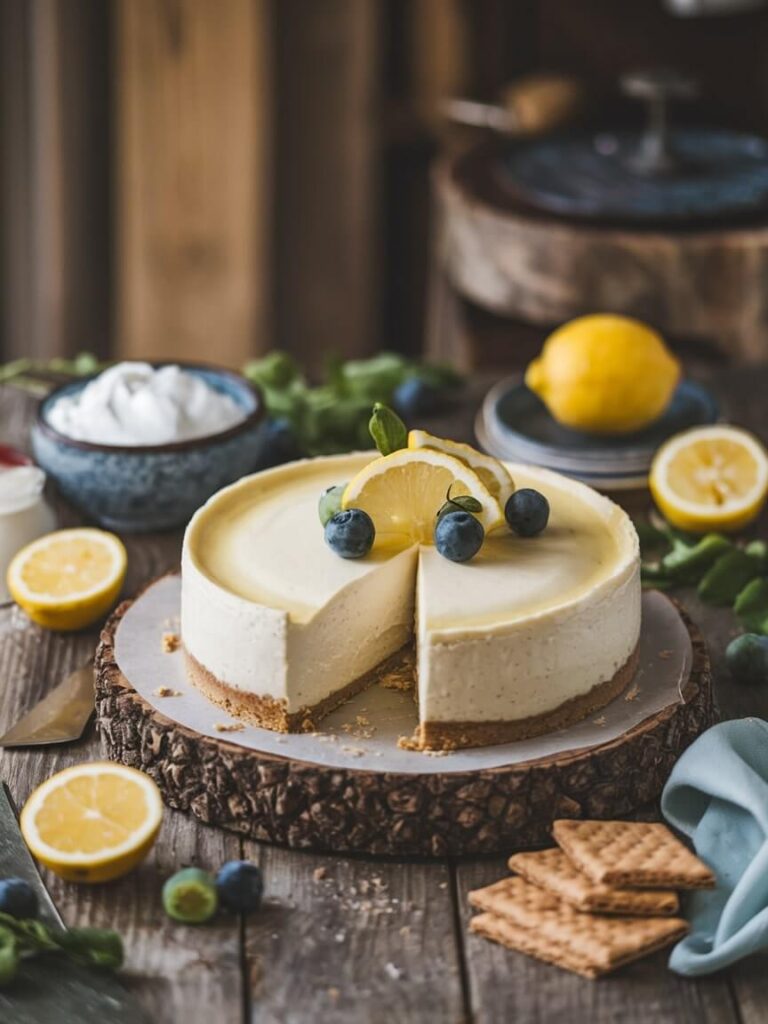 Rustic Lemon-Blueberry Cheesecake Delight