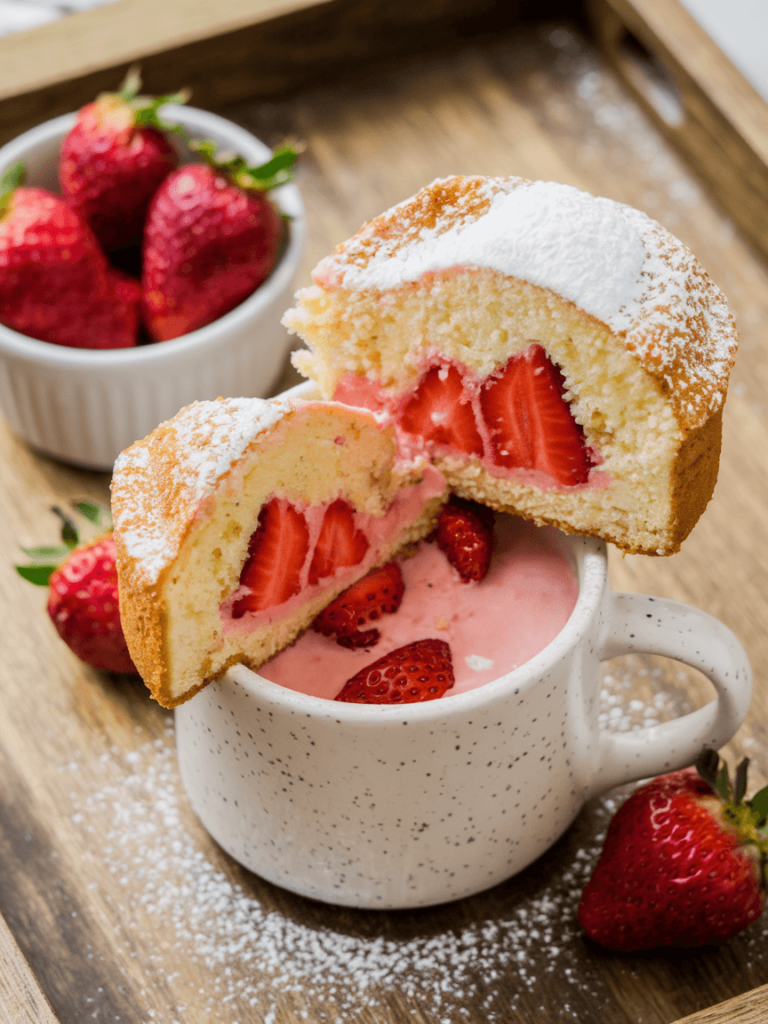 Strawberry Surprise Mug Cake