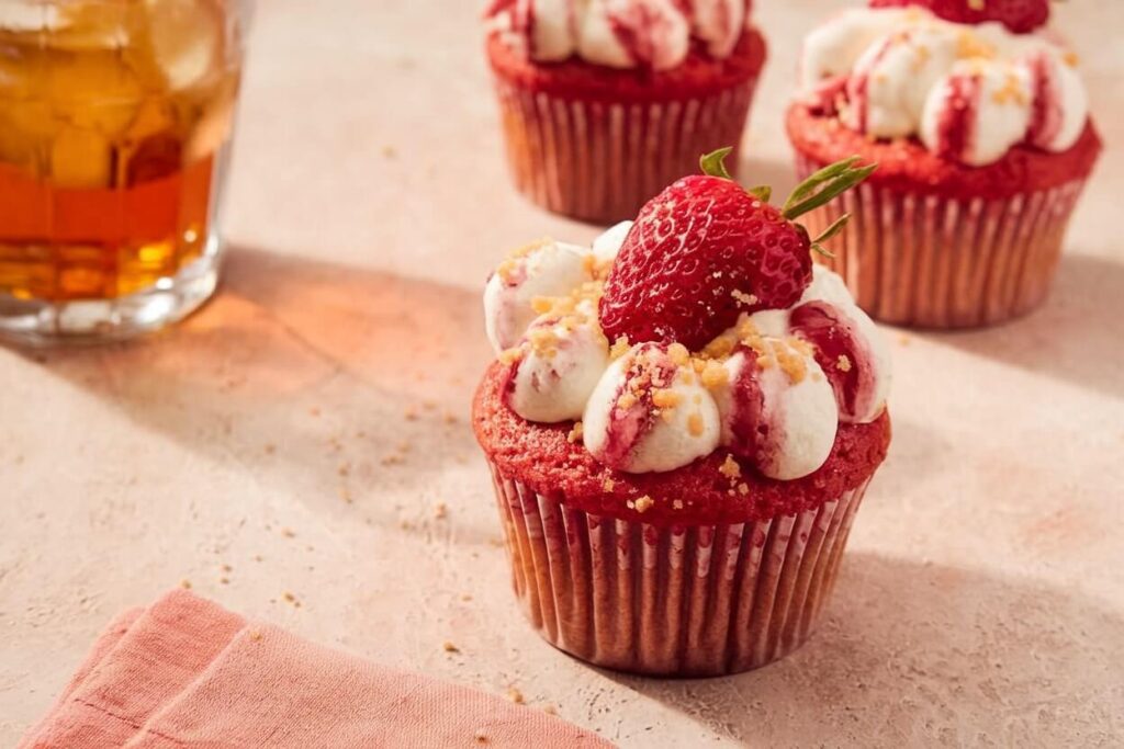 Velvet Strawberry Cupcake Trio