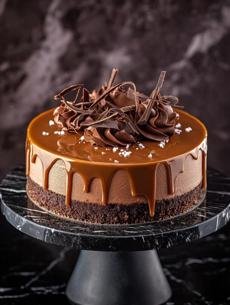 Elegant Chocolate Caramel Cheesecake