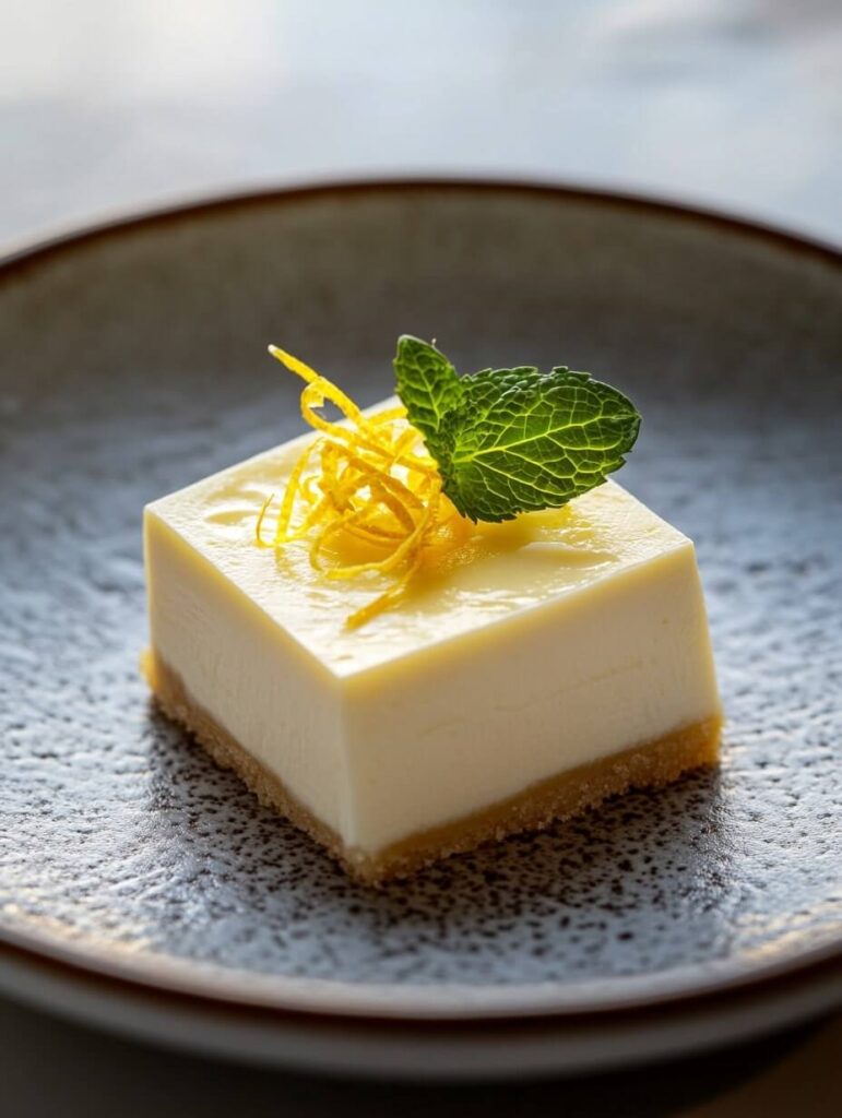 Elegant Lemon Cheesecake with Mint Garnish