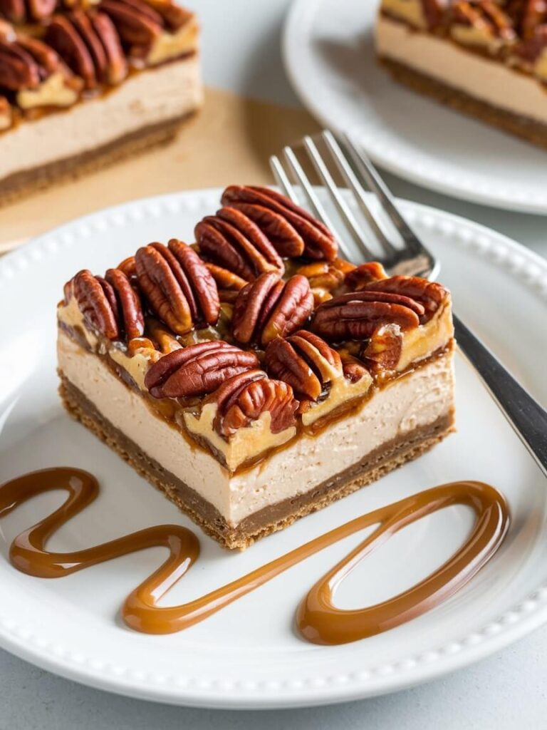 Elegant Pecan Cheesecake Slice