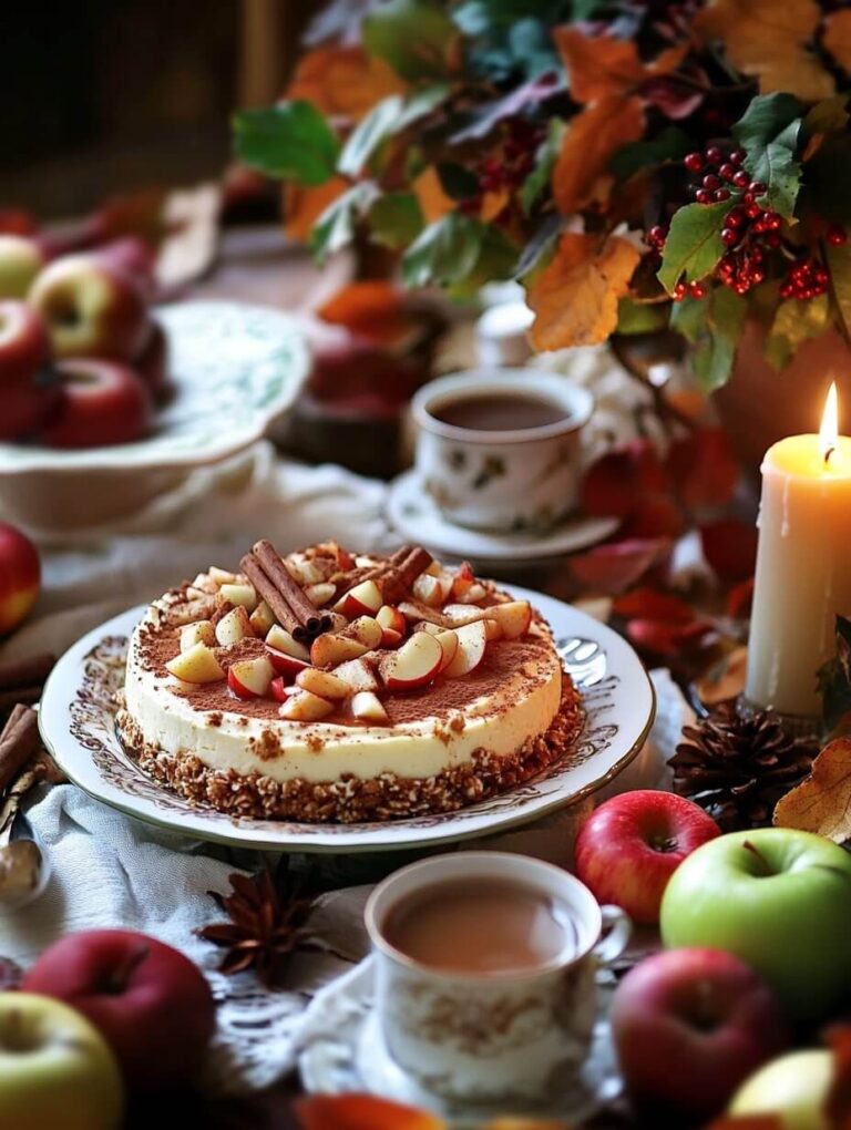 Festive holiday apple cinnamon cheesecake