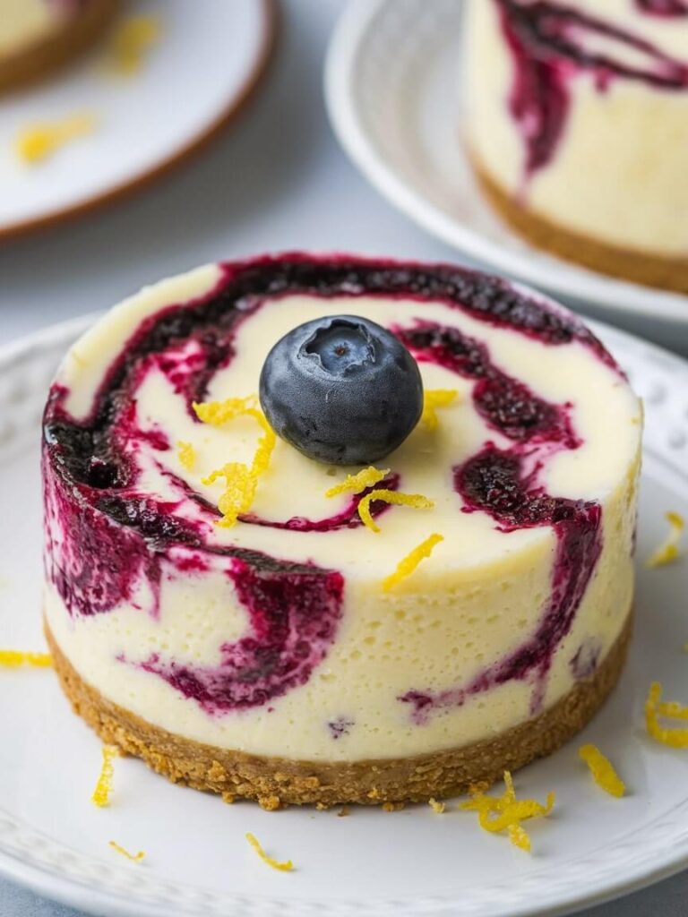 Lemon Blueberry Swirl Mini Cheesecake