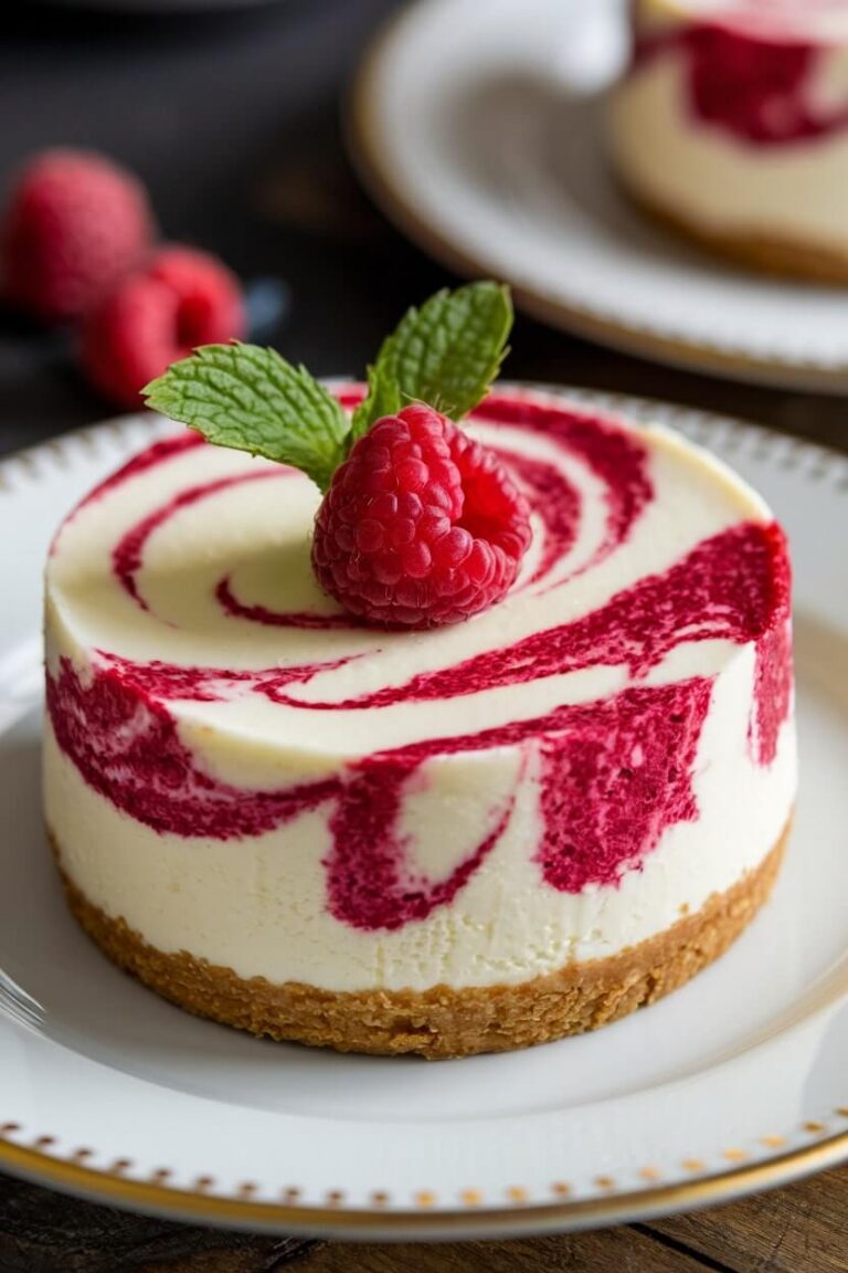 Mini Raspberry Swirled Cheesecake