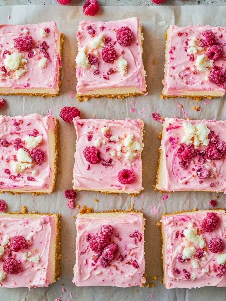 Raspberry Crumble Cheesecake Bars