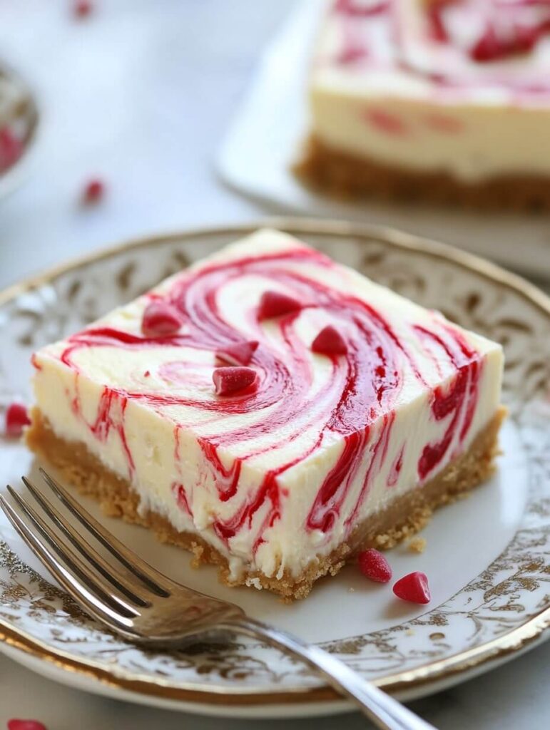 Raspberry Swirl Cheesecake Square