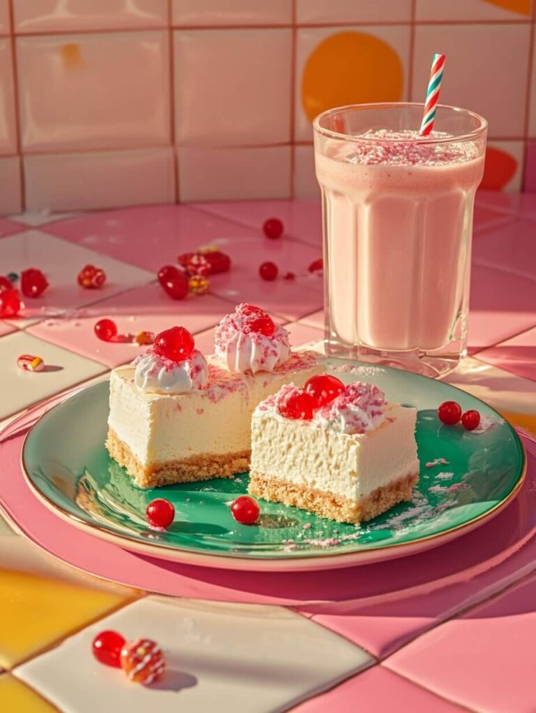 Retro Cherry Cheesecake with Milkshake