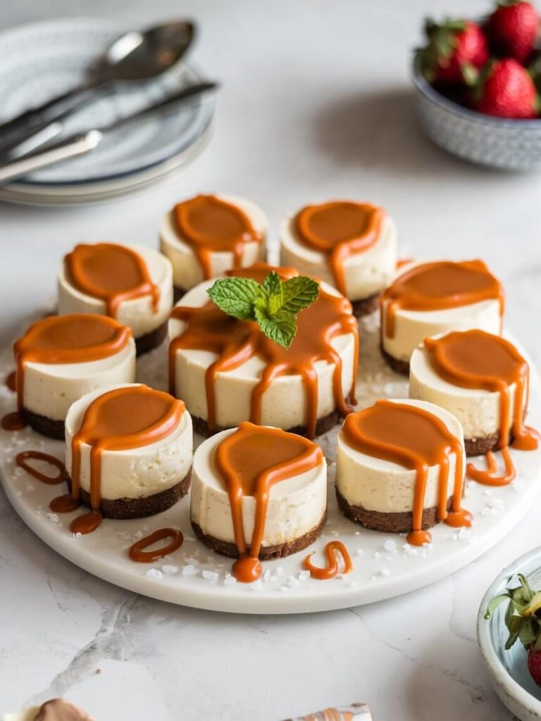 Salted Caramel Mini Cheesecakes