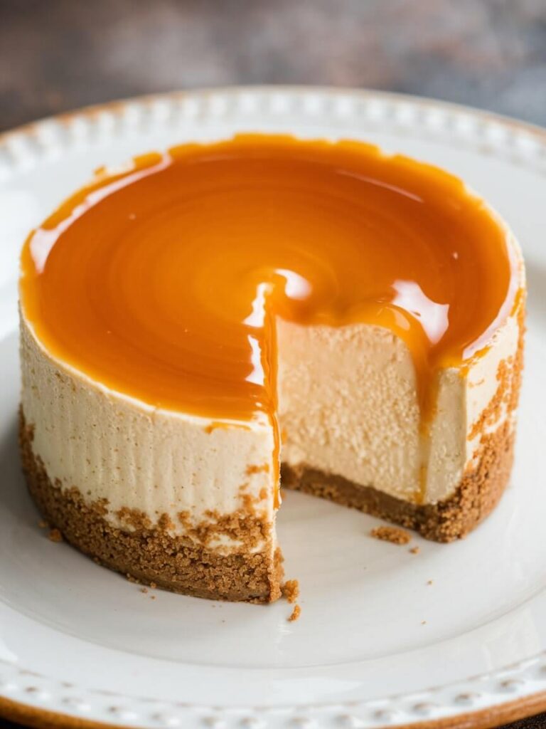 Smooth Caramel Cheesecake Slice