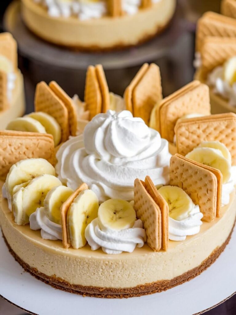 Whipped Cream Banana Cookie Cheesecake