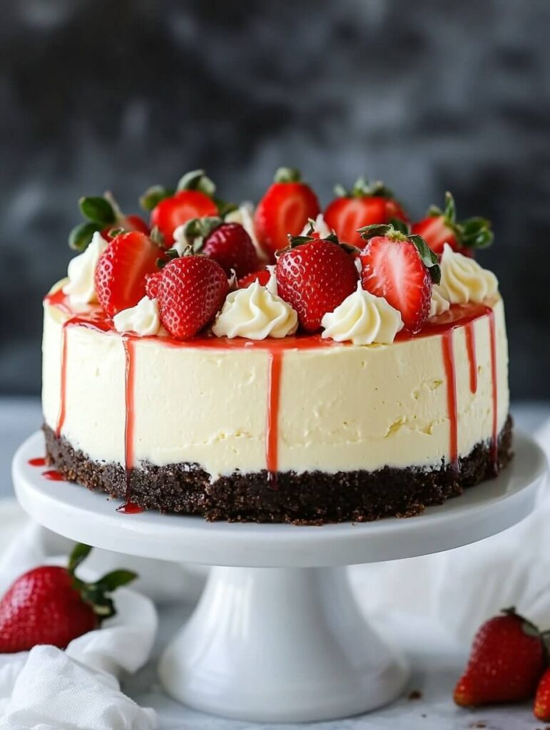 Whole Strawberry White Chocolate Cheesecake