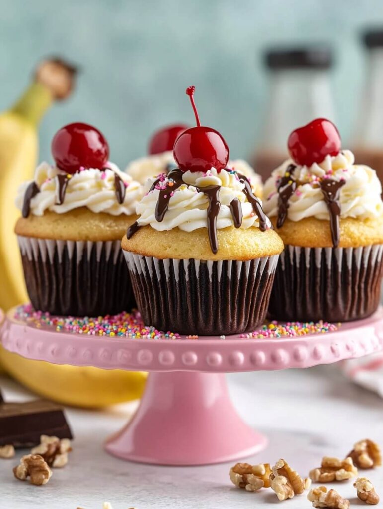 Banana Split Cupcake Display