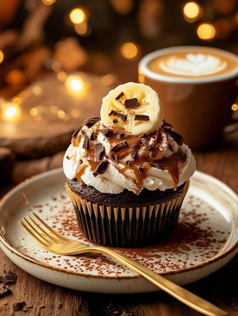 Banoffee Pie Cupcake with Caramel Drizzle