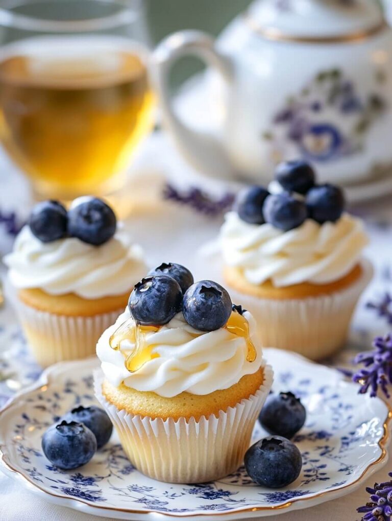 Blueberry and Honey Cream Cupcakes