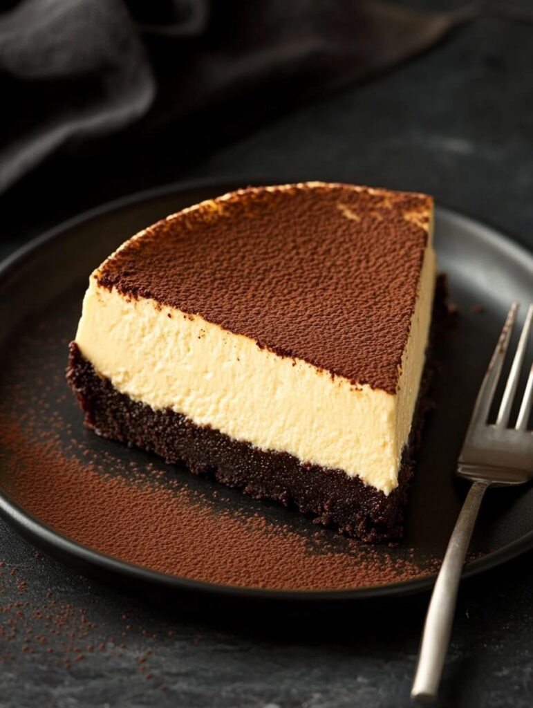 Brownie bottom cheesecake slice