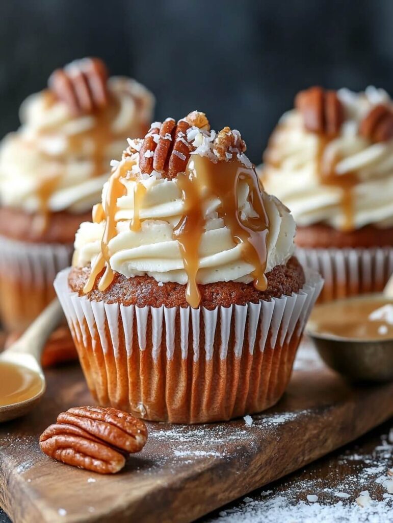 Caramel Drizzled Italian Cream Cupcake