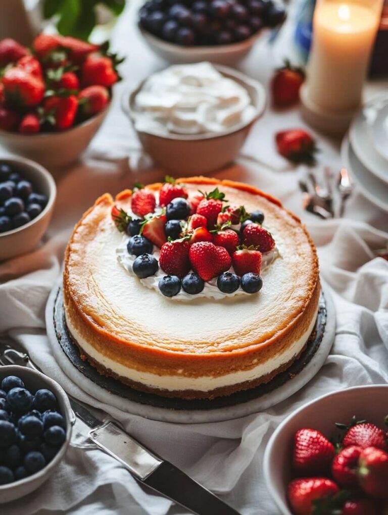 Cheesecake as a centerpiece with fresh berries