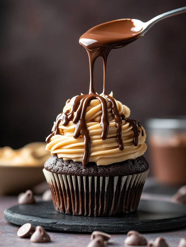 Chocolate Drizzle Peanut Butter Cupcake