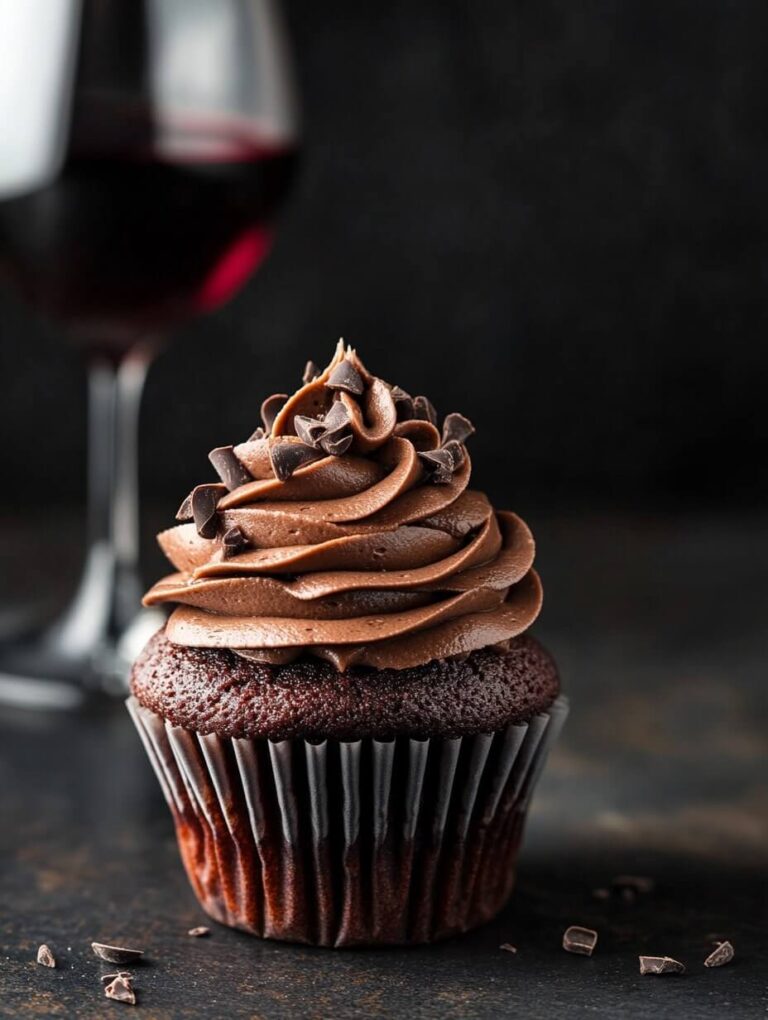 Chocolate Espresso Cupcake with Wine