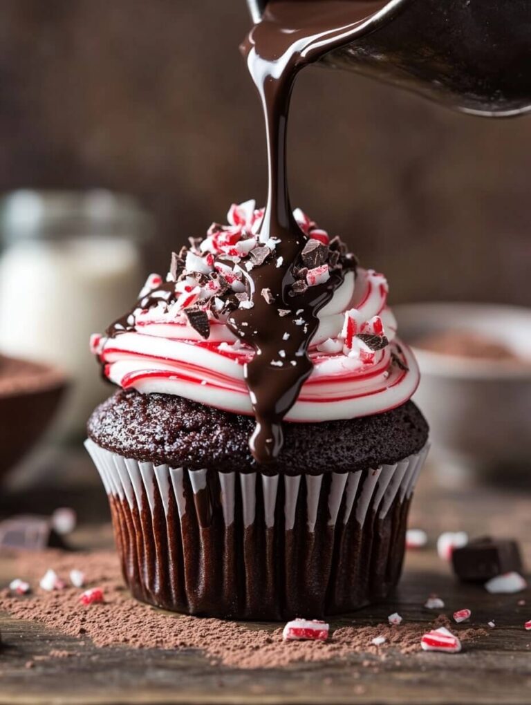 Chocolate Peppermint Cupcake with Dripping Ganache