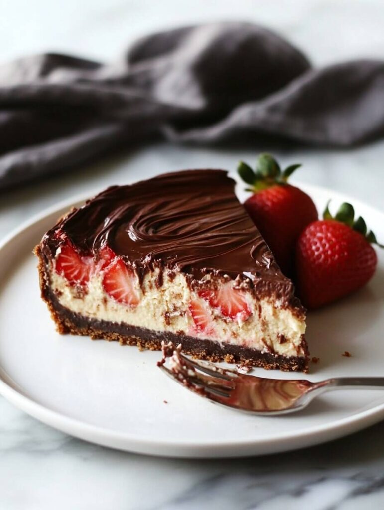 Chocolate Strawberry Cheesecake with Ganache