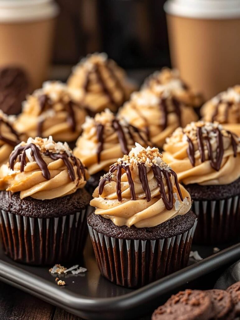 Chocolate caramel drizzle cupcakes