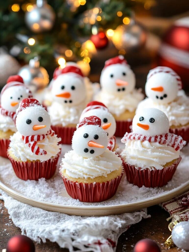 Christmas Snowman Cupcakes