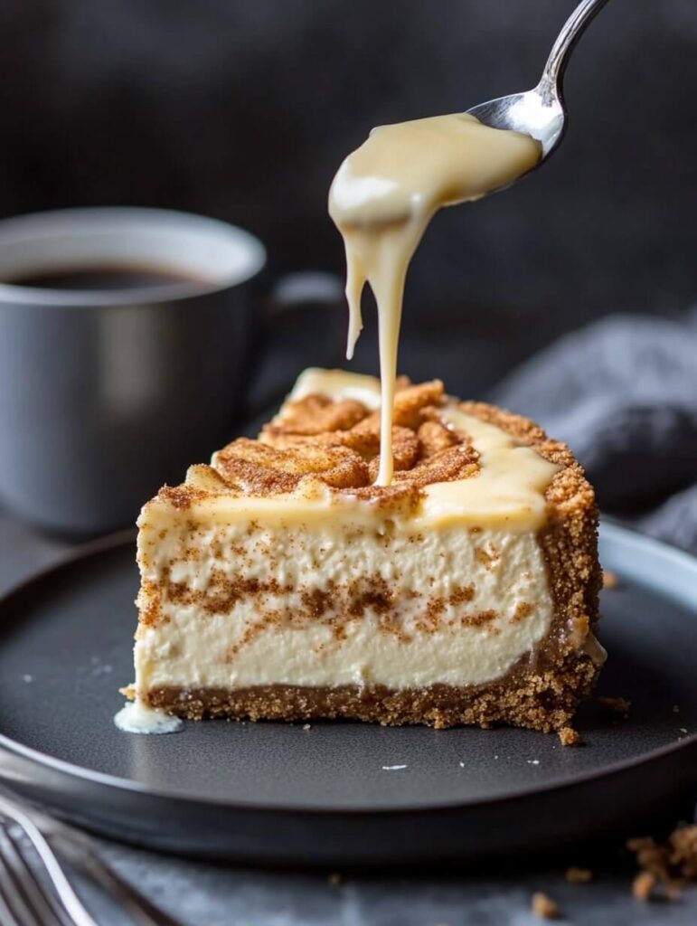 Cinnamon Cheesecake Slice with White Chocolate Drizzle