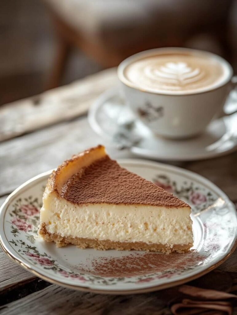 Classic Cheesecake Slice with Cappuccino