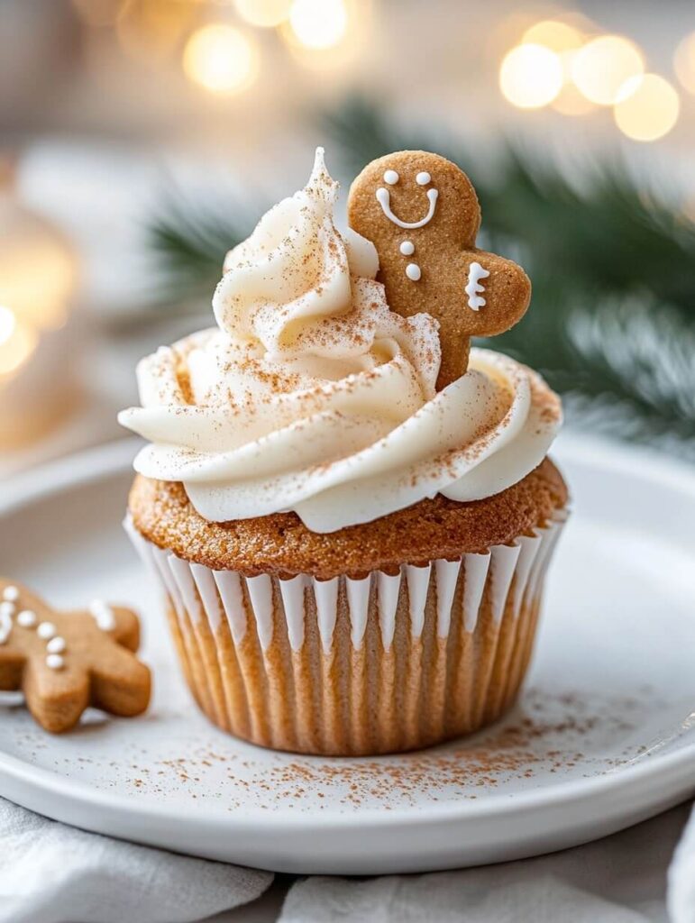 Classic Gingerbread Cupcake with Cookie Topper