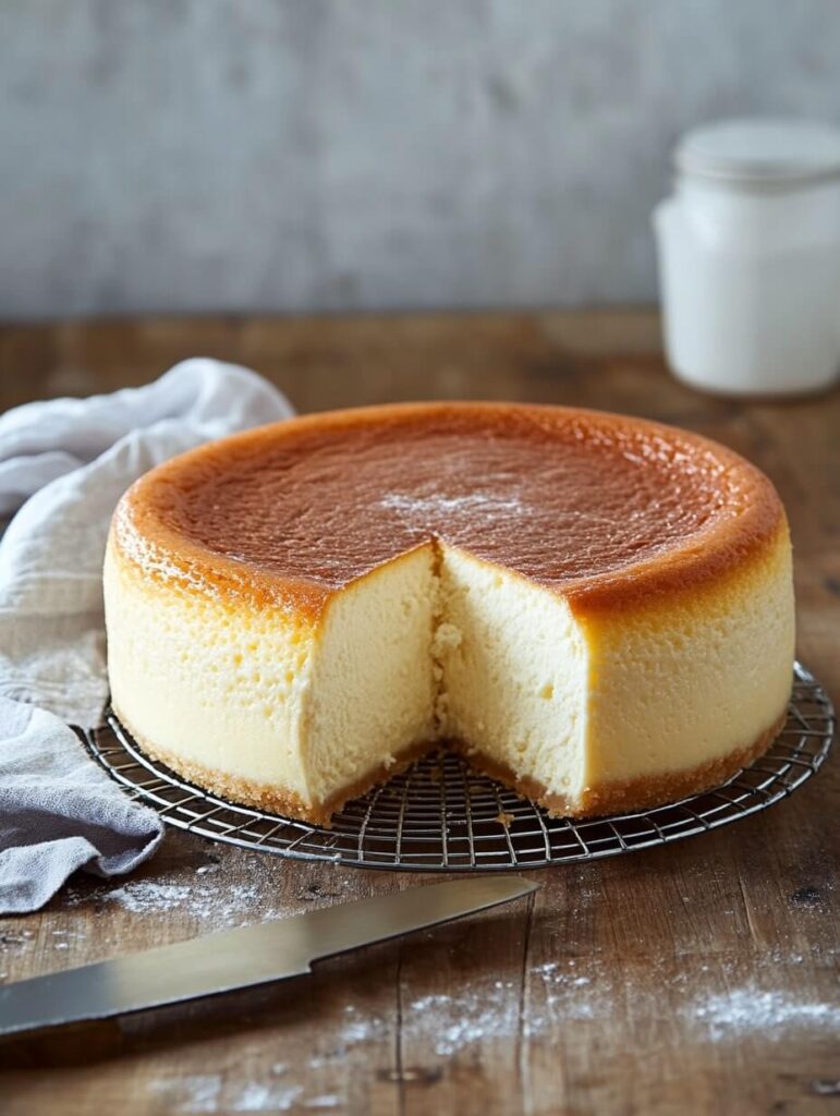 Classic Japanese Cheesecake with a Golden Brown Top