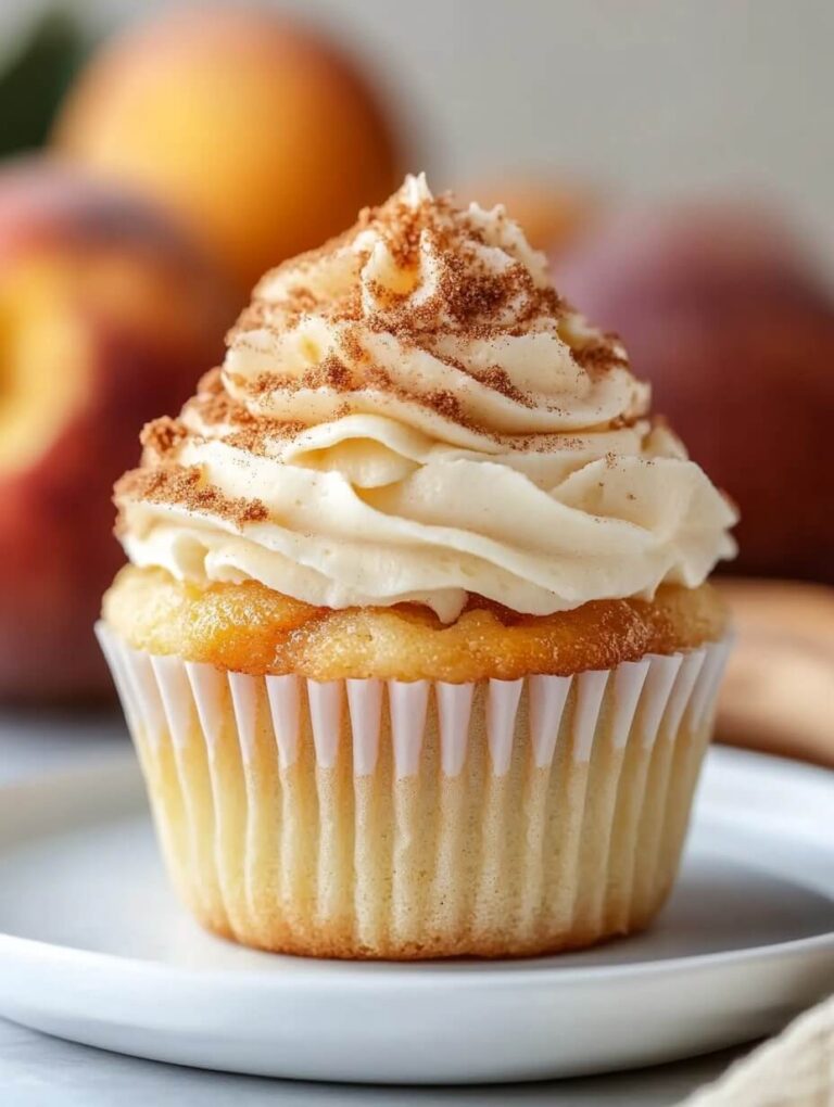 Classic Peach Cupcake with Cinnamon Dusting