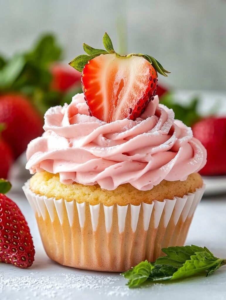 Classic Strawberry Buttercream Cupcake