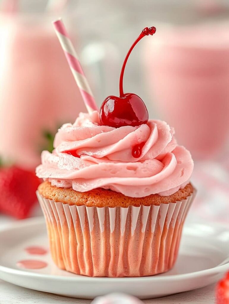 Classic Strawberry Milkshake Cupcake