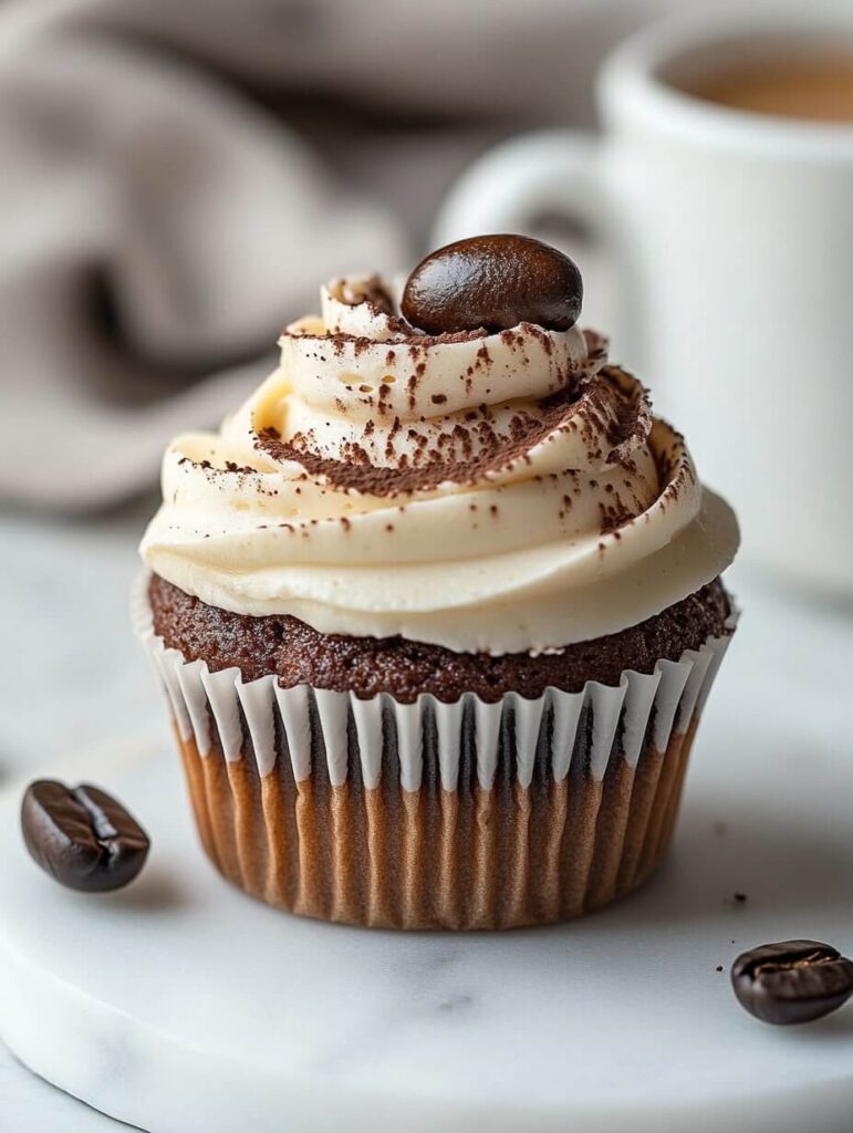 Classic Tiramisu Cupcake with Cocoa Dusting